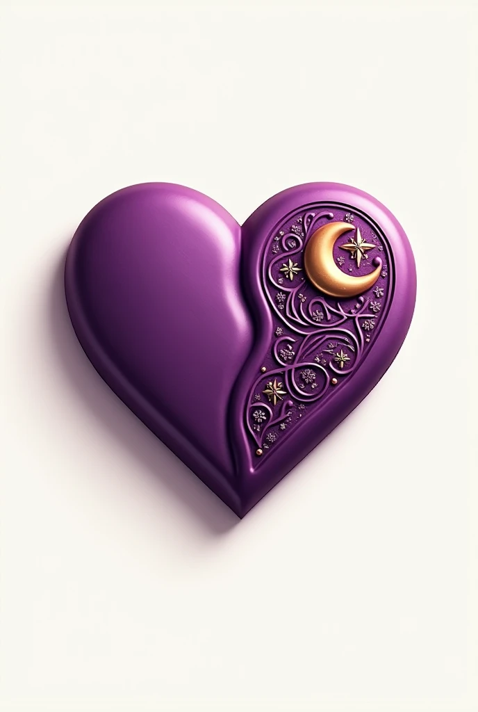 Create a logo with a purple heart and a chocolate bar for a Muslim brand.