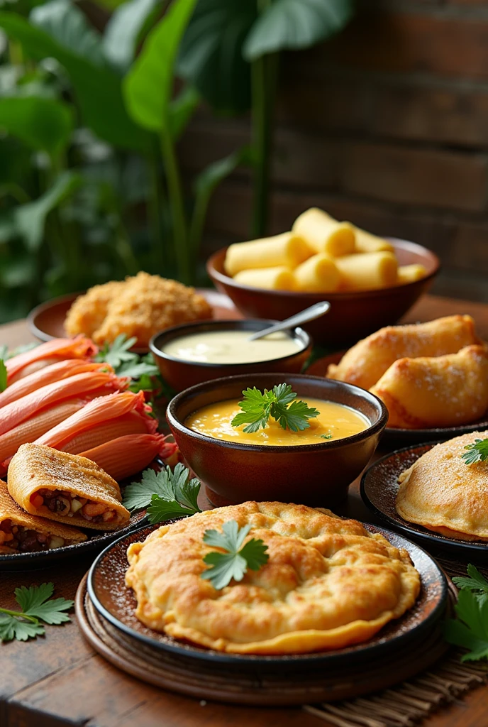 Pupusas, tamales, atoll, Salvadoran quesadillas in a picture