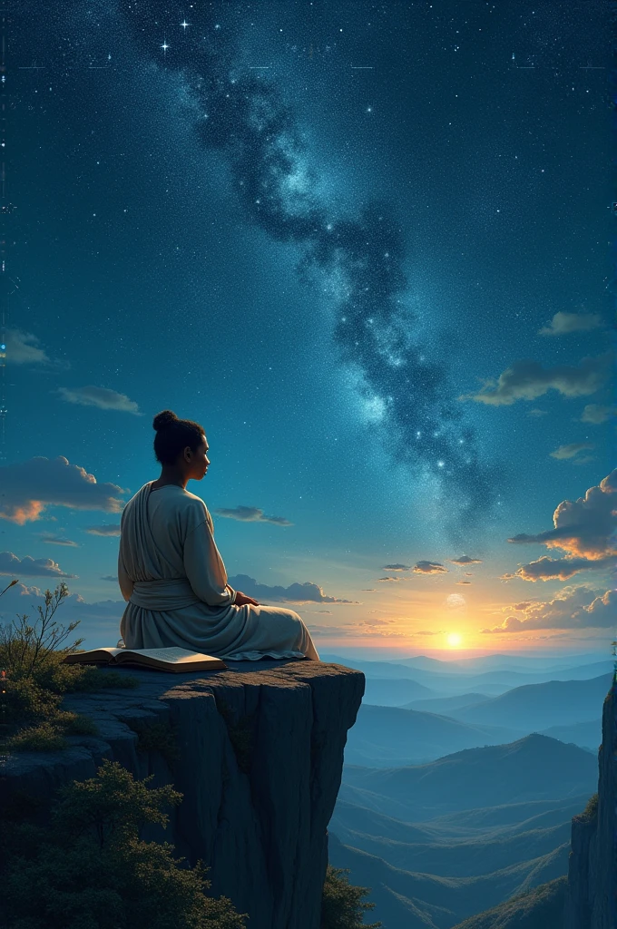best quality, masterpiece, (Slender Buddha statue)、(Profile of a Buddha statue)、(from side)、(Sumi-e style:1.5)、(Beautiful high mountains々Inside)、(Night Sky)、(Starry Sky:1.5)、(The sky is dark)、(Pale white light)、(Crescent Moon)、(Thin clouds illuminated by the moonlight)
