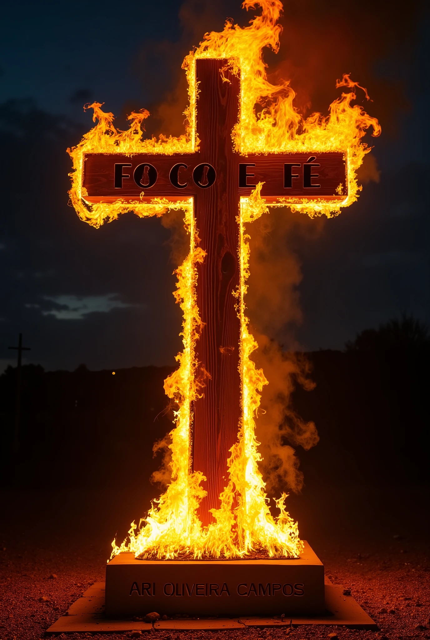 Crui
z pegando fogo ❤️🔥 com o nome cravado escrito
FOCO E FÉ 🙏 ! Write the name Ari oliveira campos at the foot of the cross !