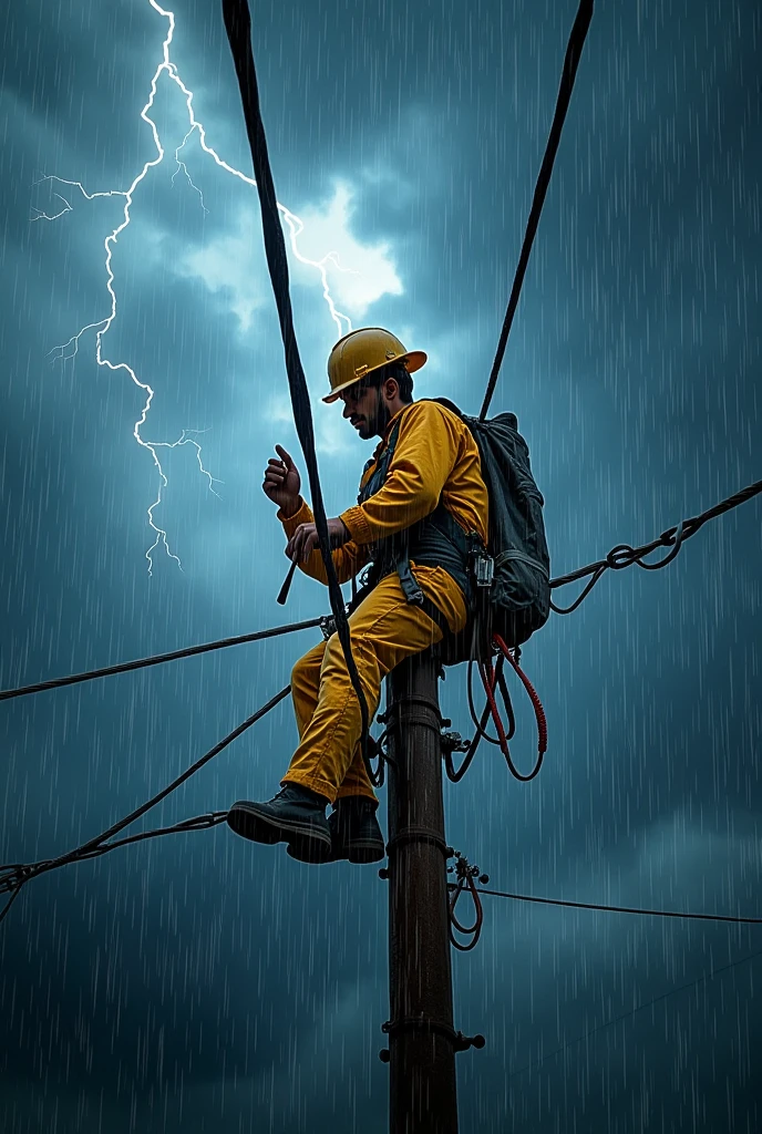 please design in background lineman working in HT LT line in rain. and write on that in urdu safty instructions.
in last line from malak jahan zyb