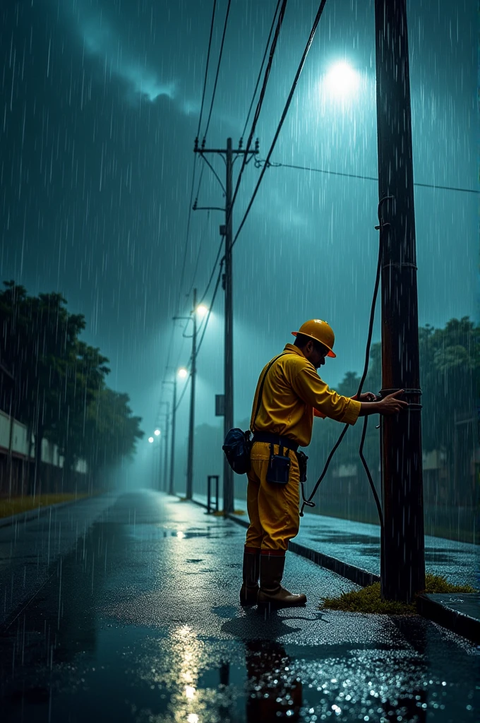 please design in background lineman working in HT LT line in rain. and write on that in urdu safty instructions.
in last line from malak jahan zyb
