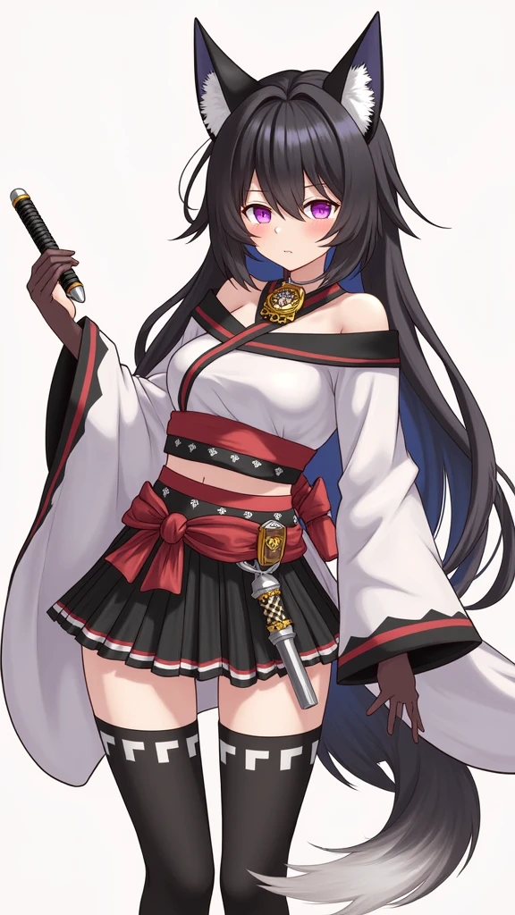 ff14 Miqote girl samurai anime style 1 black、white、Red-based
Anatomically correct
Wolf cut
Slight exposure
Westernized kimono
Off-shoulder
Knee-high socks
Miniskirt