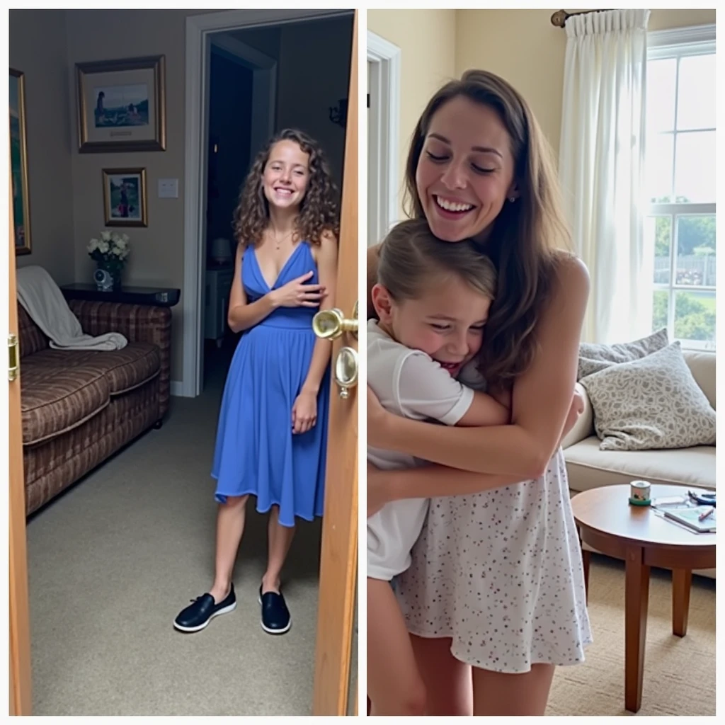 Video of a mother hugging her daughter 