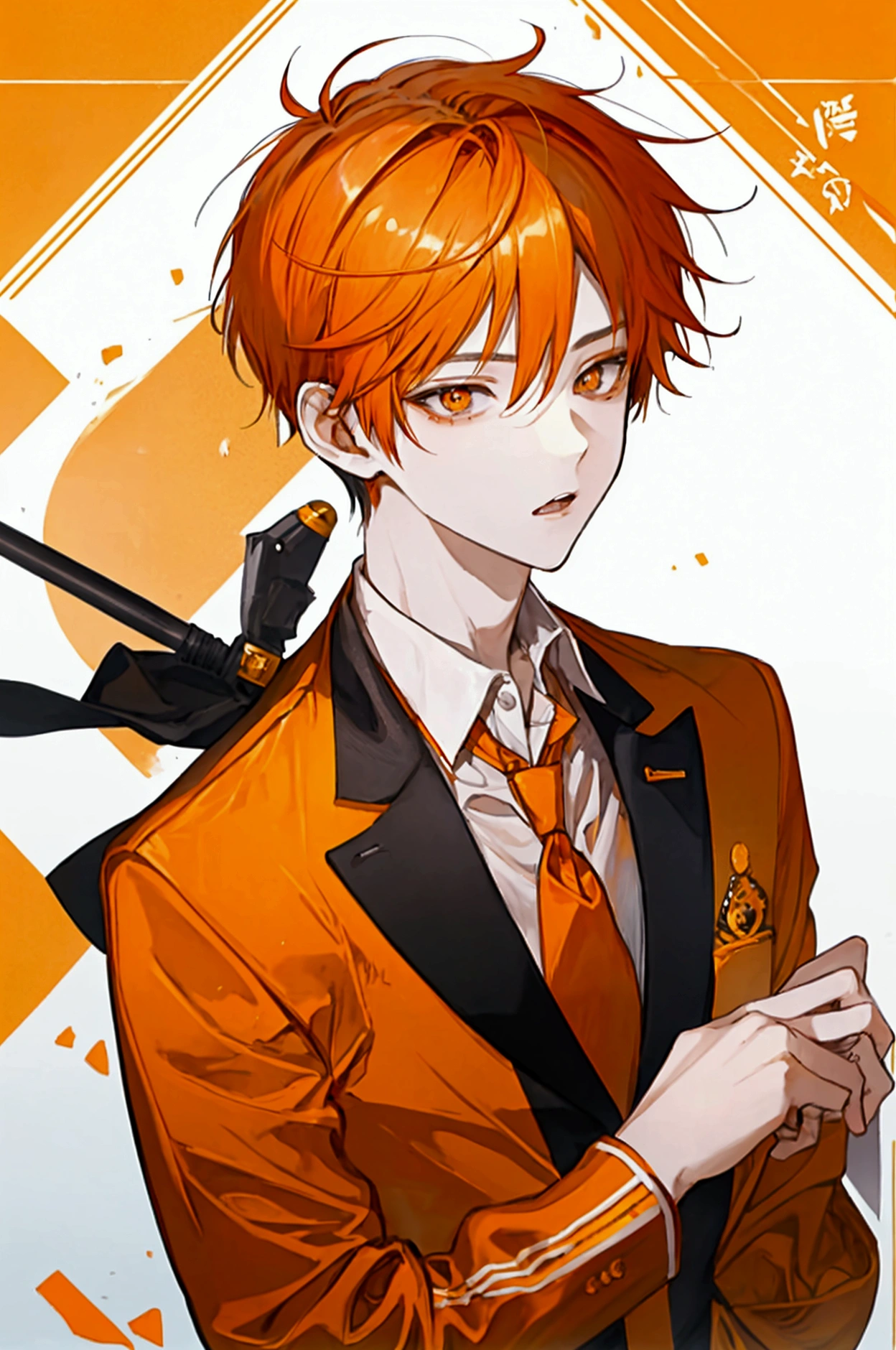 School boy (19 years old) , short hair (orange ) , eye ( orangeอ่อน)  , 