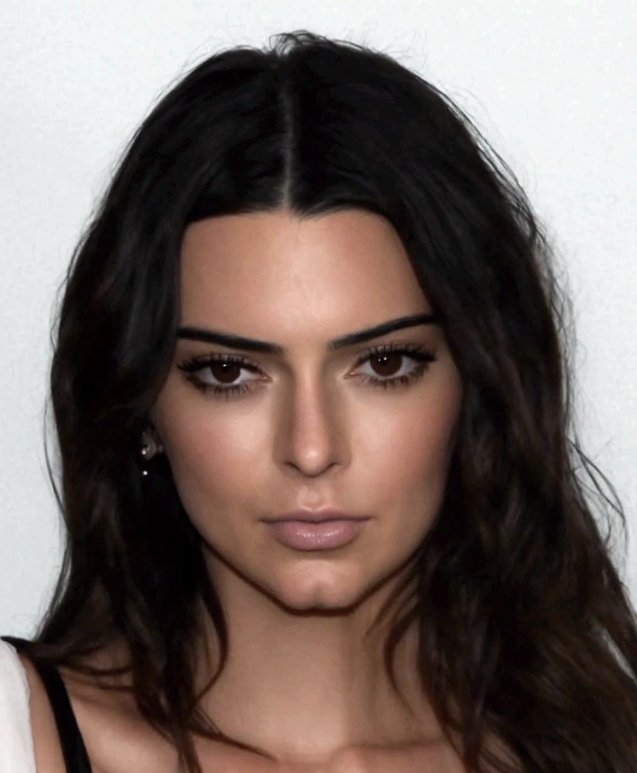 a close up of a woman with long hair and a black bra top, kendall jenner, emily ratajkowski, dua lipa, portrait emily ratajkowski, mean smirk, christina kritkou, sexy face, confident smirk, she is facing the camera, mean look, taken in the early 2020s, sultry smirk, flawless face