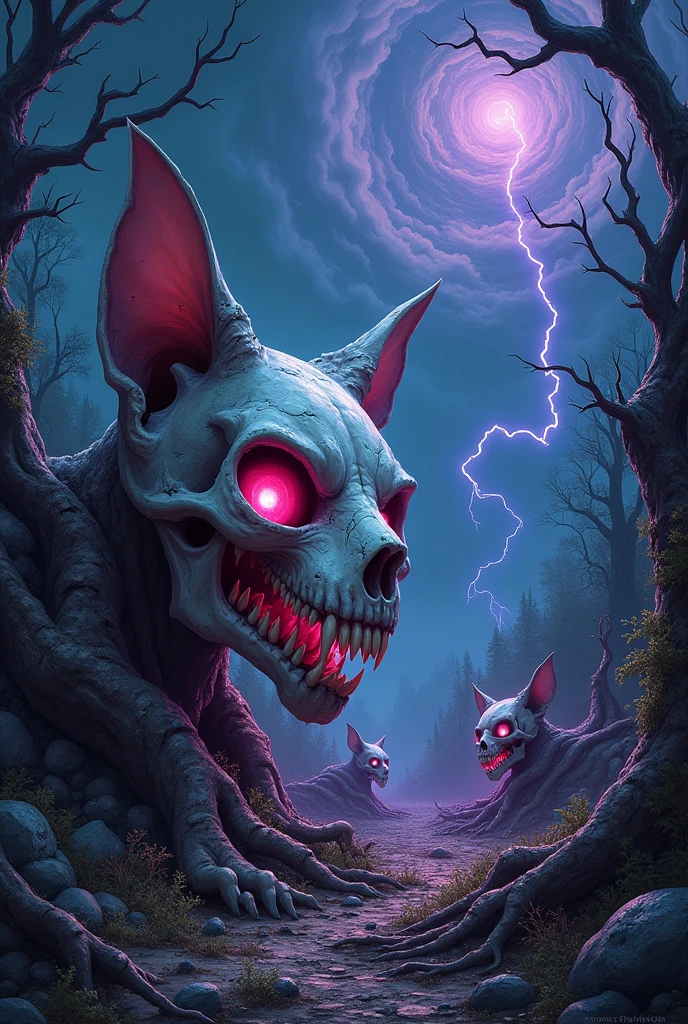 Scary cat skulls rock video games fantasy painting