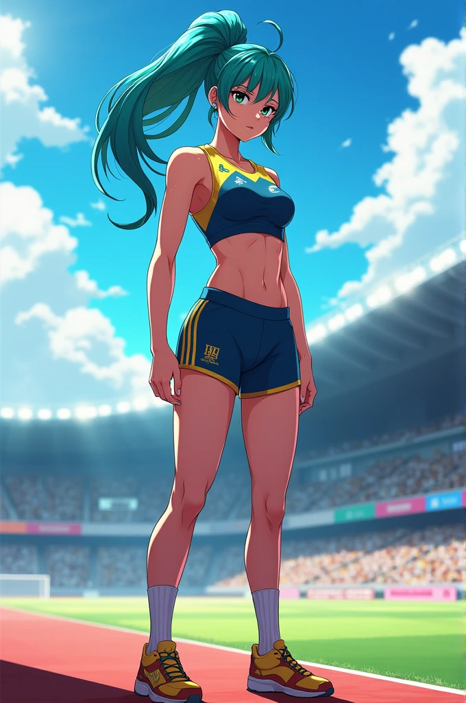 Beautiful anime girl athlete
