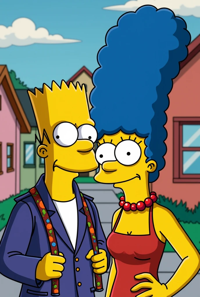 You can make a Simpsons character a young man, with blue hair, a septum, a nostril on each side of the nose, a labret and several in the lobes. With an experimental style of clothing
 alongside Marge Simpson.