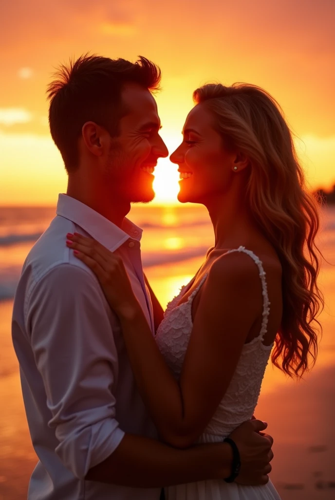 We could use a picture of a happy couple enjoying a romantic moment, perhaps with a sunset in the background to convey a warm and romantic feeling. We could add a subtle visual effect to symbolize the red magic, like flashes of bright light or a soft glow in the couple's environment.
The overall design of the ad could be clean and modern, With warm colors that evoke passion and love.