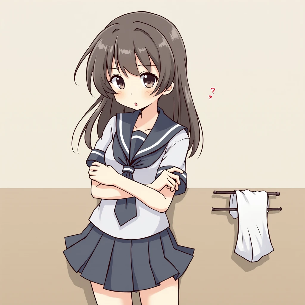 The prettiest high school girl in Japan。In uniform、The skirt is so short that you can see her underwear。Underwear is falling to the side、It looks like she's a little embarrassed by her expression and gestures。