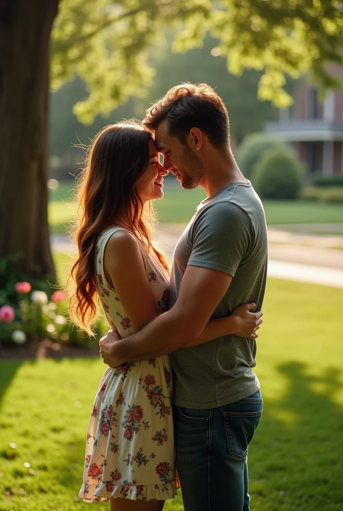 They are cheating on my uncle and I want a photo where you can see two people hugging, nothing from the city, like in a common community