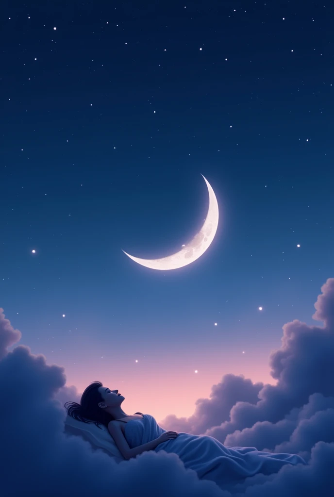 an attractive profile picture could feature a serene, calming scene. Imagine a tranquil night sky with soft, glowing stars and a gentle, crescent moon. The background could be a gradient of deep blues and purples, creating a soothing atmosphere. Incorporate subtle elements like fluffy clouds or a peaceful silhouette of a sleeping figure to enhance the sense of relaxation. Ensure the text "Deep Sleep" is incorporated in a clean, elegant font to complement the calming theme.