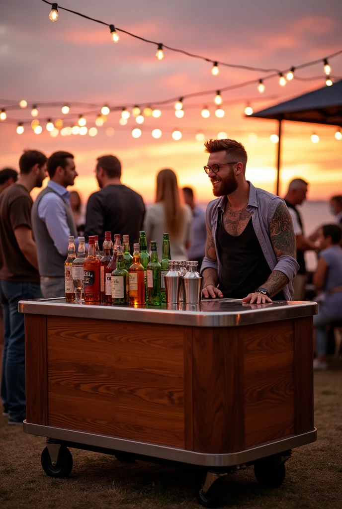 Mobile bar with a bartender