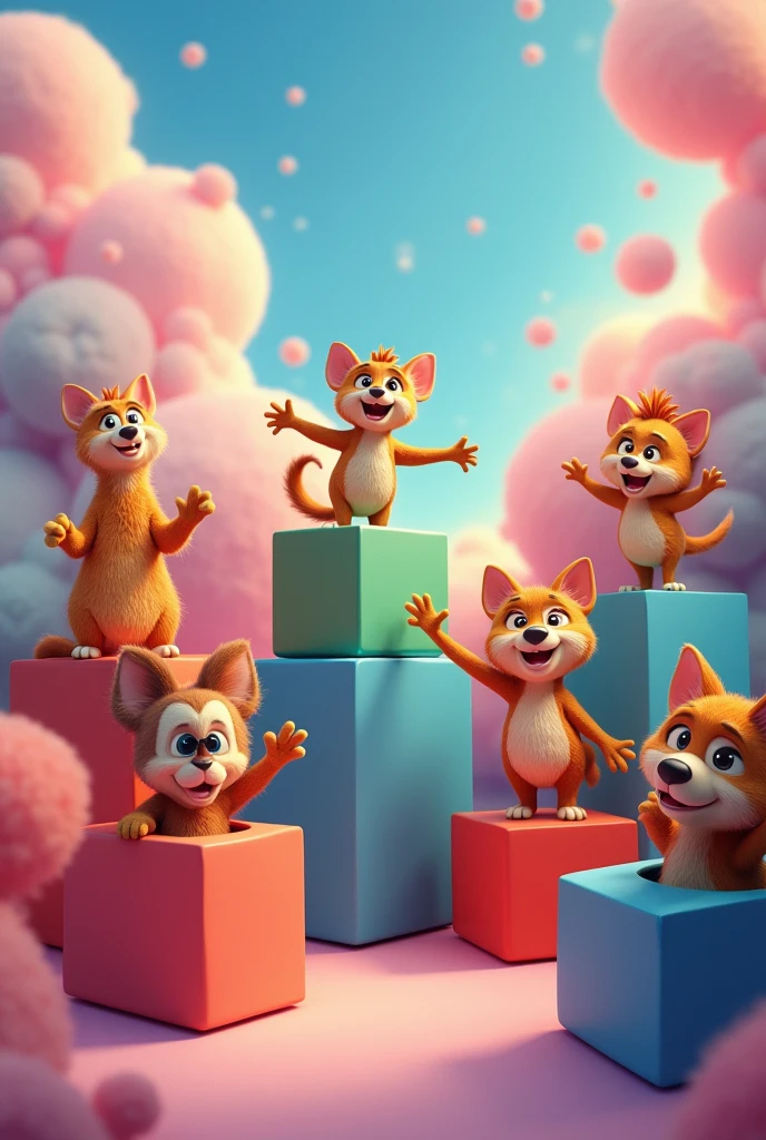 (Realism) Animation Movie Characters in Different shapes boxes, penaflex