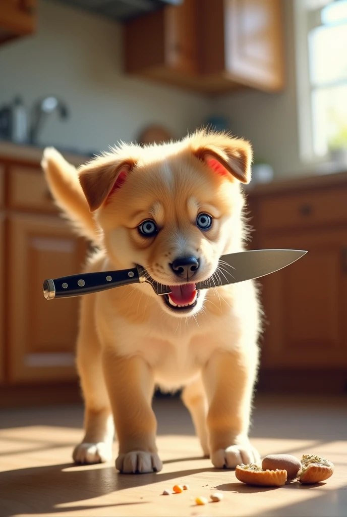 Puppy with a knife 