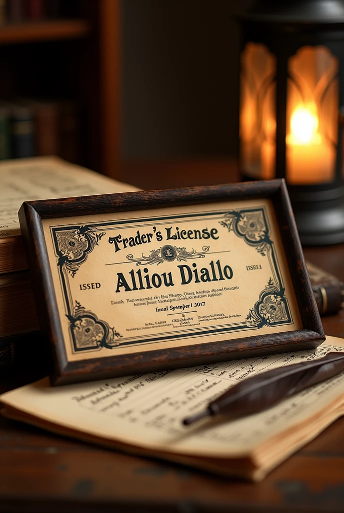 I want a trader's license issued in September 2017 in the name of Alliou Diallo 