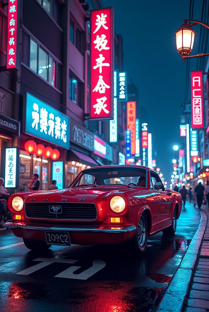 Make a music poster in retro car theme and write khamoshi word in dark heavy font in japan vibe with some japnese word