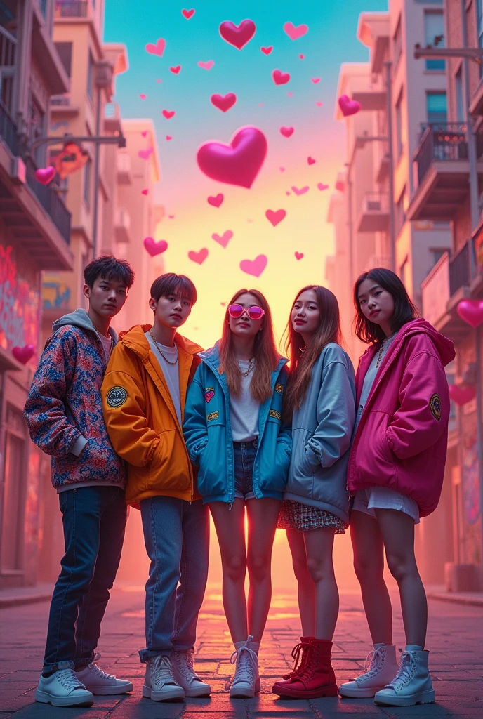 Capa de uma música de um grupo kpop com o nome “crazy stupid silly love”