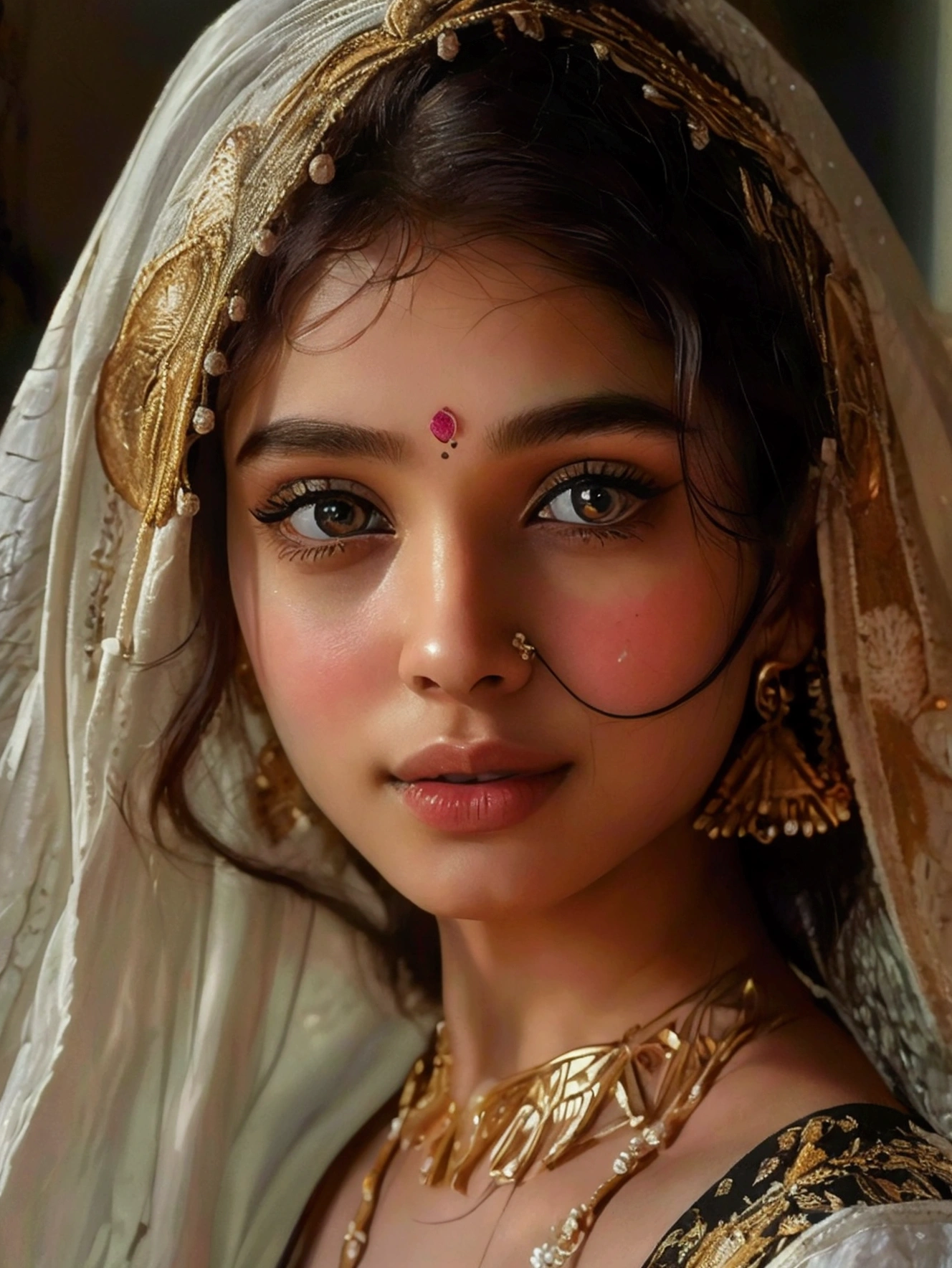 (((ultra realistic))) Photo, masterpiece, top quality, (pale skin), (Ultra detailed face and eyes:1.3), Indian 1 girl, in a beautiful black(goldon embroidery)dress, (Eye makeup, mascara) , Beautiful ,23 years young Indian girl healthy,indian girl with brown skin, cheerful smile looking,8k,realistic, raw photo,dark brown hair,fair skin, indian,long hair,clear facial features,, very detailed, 23years old, innocent face, natural wavy hair, high resolution, masterpiece, best quality, intricate details, highly detailed, sharp focus, detailed skin, realistic skin texture, texture, detailed eyes, professional, 4k, charming smile, shot on Canon, 85mm, shallow depth of field, kodak vision color, perfect fit body, extremely detailed, foto_\(ultra\), photorealistic, realistic, post-processing, maximum detail, roughness, real life, ultra realistic, photorealism, photography, 8k uhd, photography
