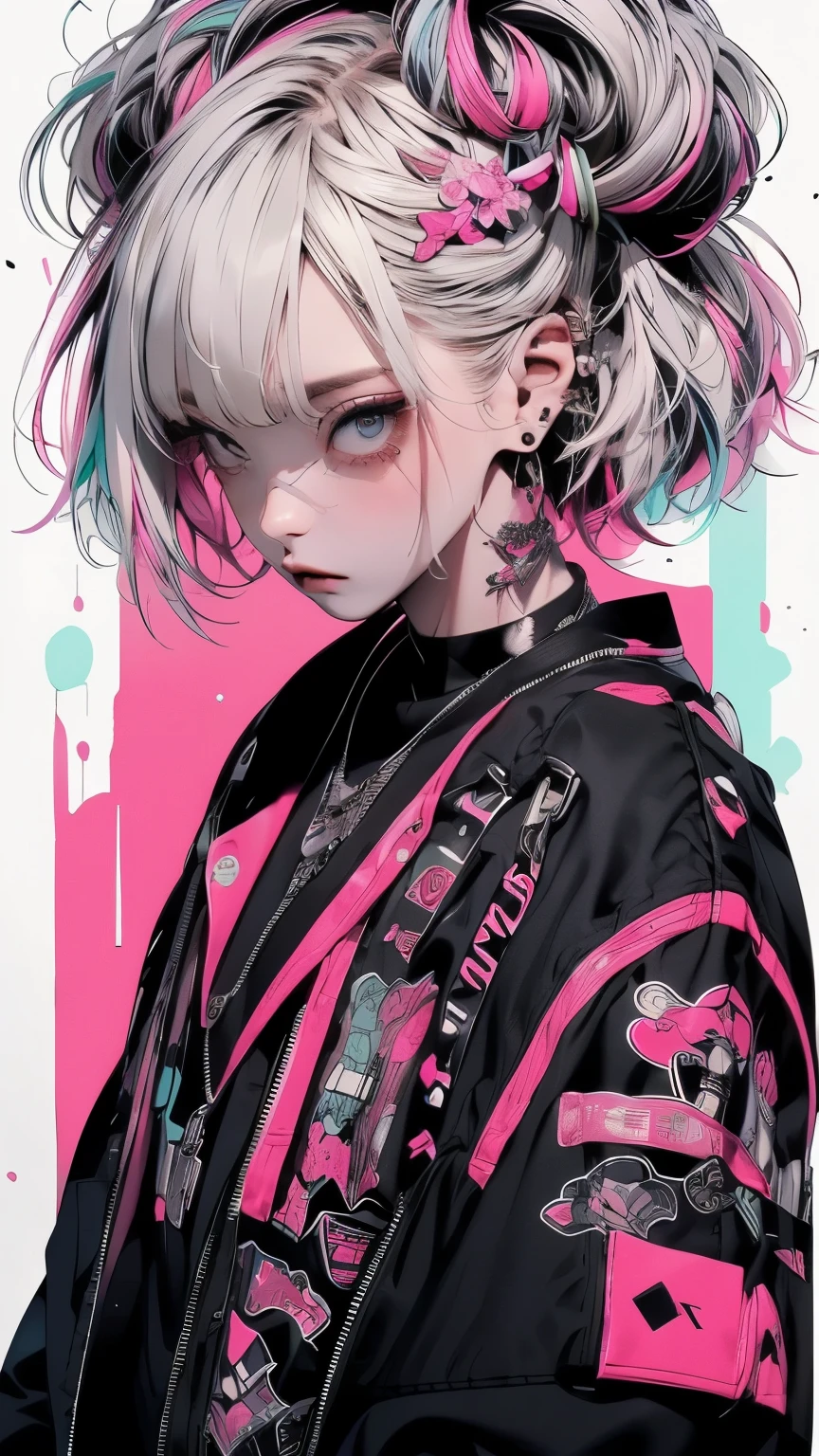 ((((dramatic))), (((granular))), (((intense))) film poster featuring a young platinum white hair woman as the central character. She stands Be confidently in the center of the poster, wearing a stylish and edgy Harajuku-inspired hip hop Costumes, with a determined performance on her face. The background is aesthetic atmospheric dark and granular, With danger and tension. The article is bold and to attract attention, with a Catchy tagline that adds to the overall feeling of drama and excitement. The color palette is mainly dark with splashes of Vibrant neon colors, giving the poster a dynamic and visually impressive appearance,tachi-e
(magazine:1.3), (cover-style:1.3), fashionable, woman, Vibrant, Costumes, Sexy seductive pose, front, colorful, dynamic, background, element, Be confident, performance, Holding, statement, accessories, Majestic, Coiled, Surrounding area, touch, scene, article, cover, bold, to attract attention, title, stylish, font, Catchy, Heading, big, impressive, Modern, tendency, concentrate, fashion,