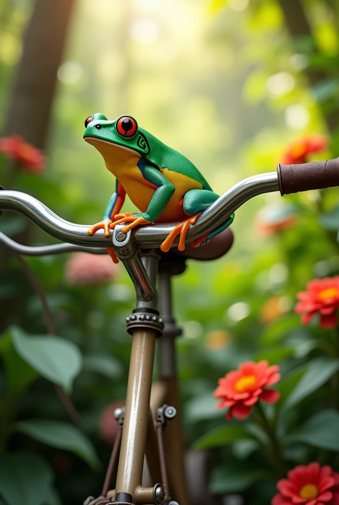 Equator frog on a bicycle seat post