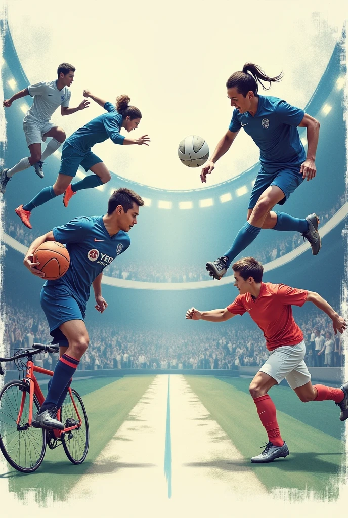 image of different sports leave some space for writing
Use less colour option not black and white