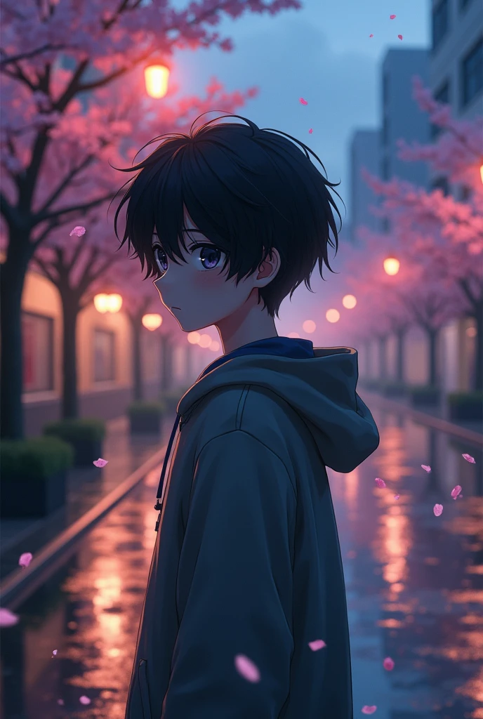 A growing up anime boy who is sad