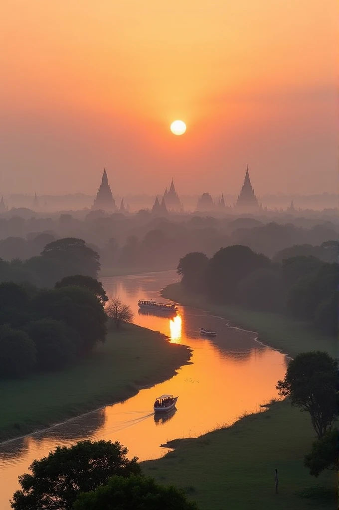 Landscape Bagan With Ayarwaddy view