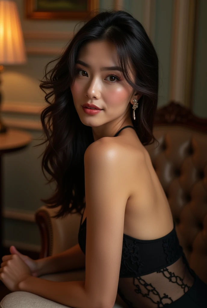 brunette girl, pornstar, 40 years old, chinese, top quality, masterpiece, ultra high definition, photographic studio