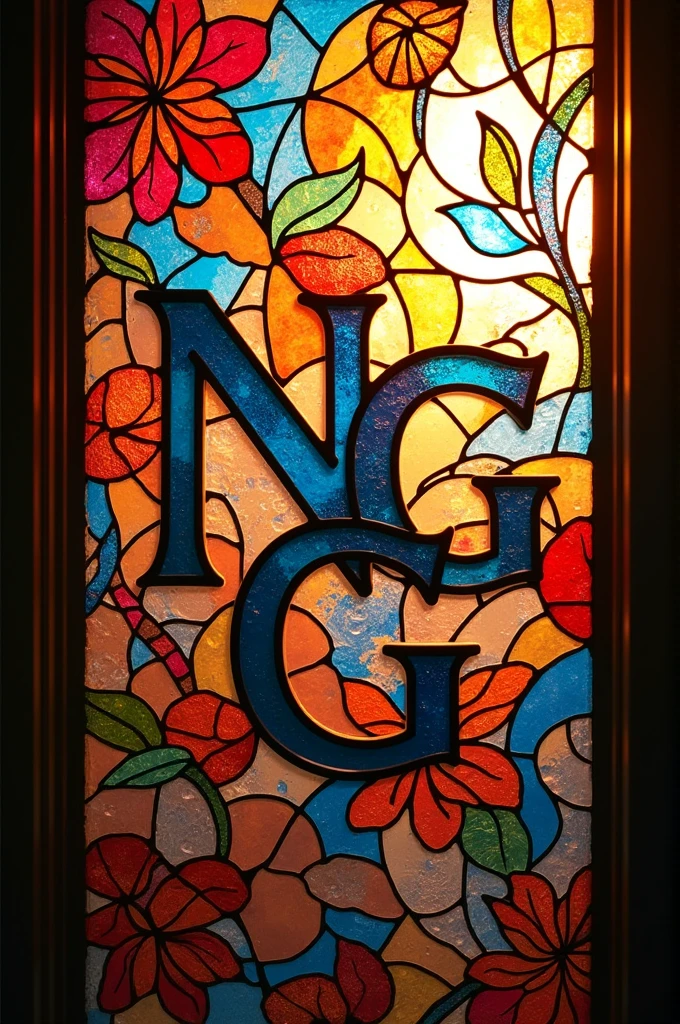 Simple stained glass pattern with the letters N&G hidden in the image