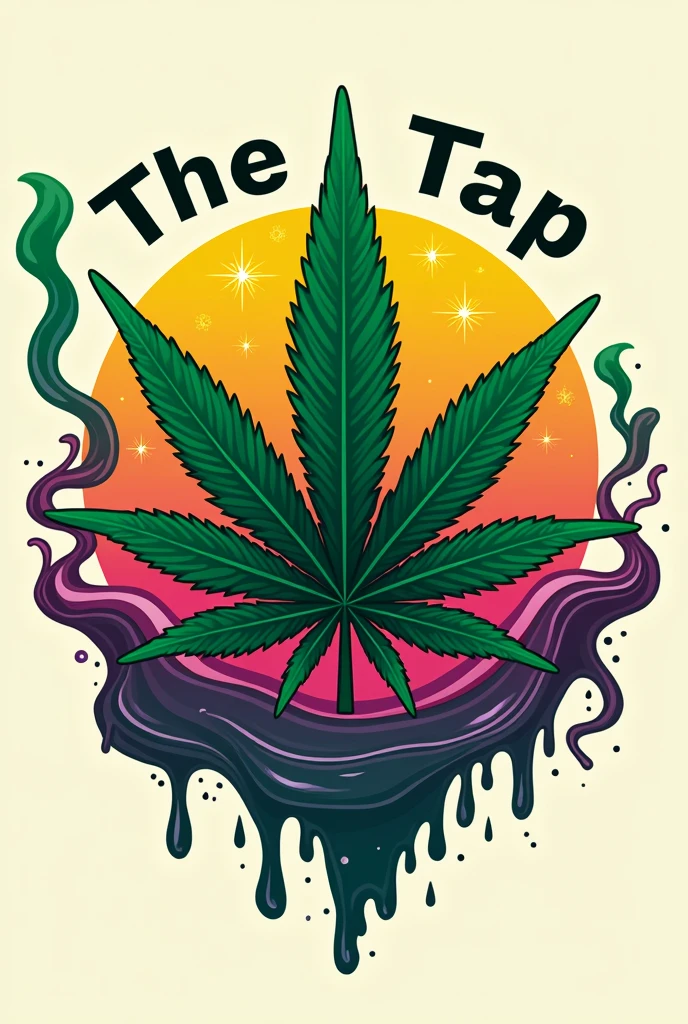 Design me a logo for a dispensary, called " the tap slw", with marijuana influences and striking colors