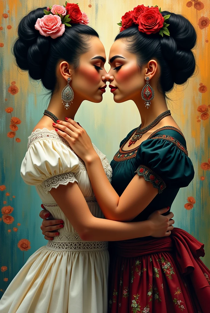 The two Fridas embracing drawing