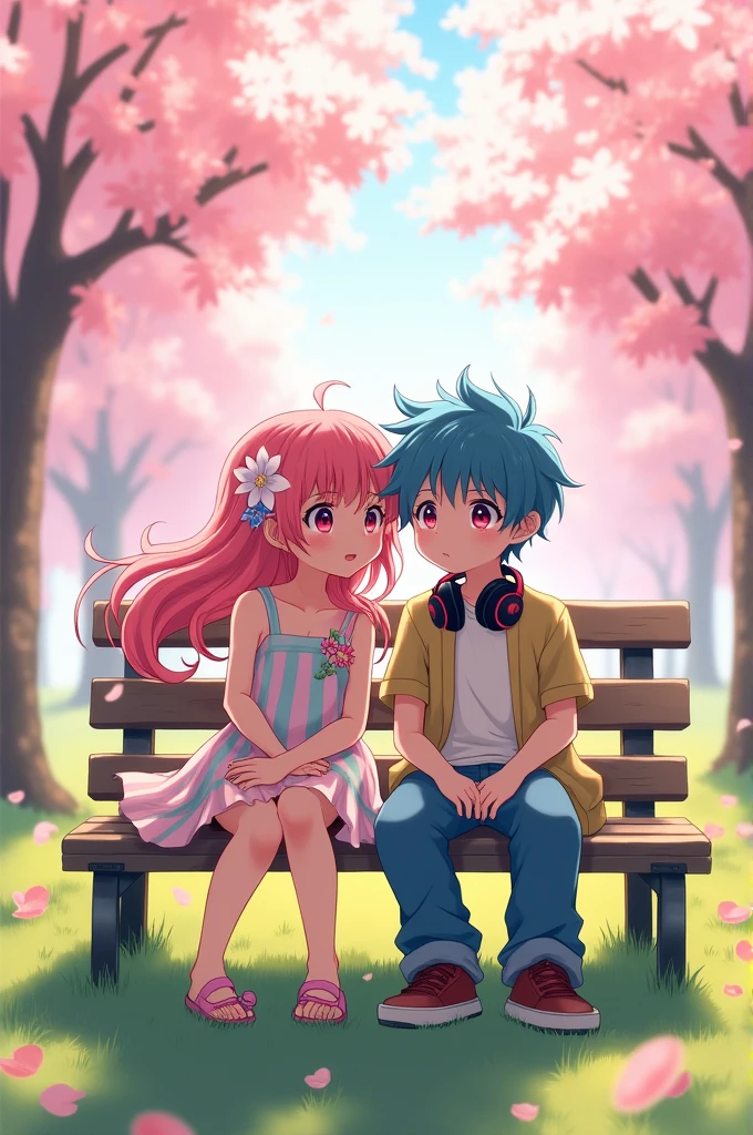 Anime characters sitting on the other