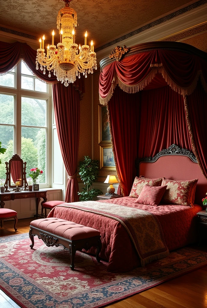 Luxurious bedroom seen from several sides