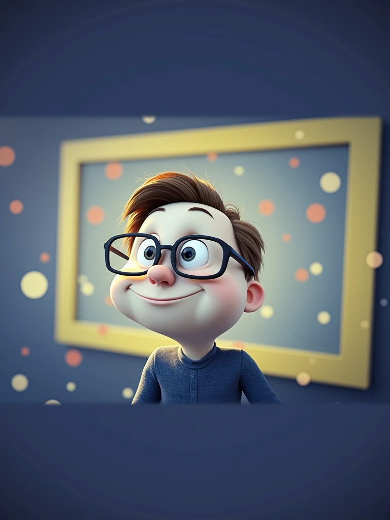 Cartoon character of a man with black glasses and a blue shirt, animation character, Caractere estilizado, animation style rendering, 3D estilizado, Arnold Maya render, 3 d render stylized, toon render keyshot, Personagem 3D, Personagem 3D, 3d rendering stylized, 3 d character render, personagem de desenho animado, Personagem de close up, Pose de personagem, (Estilo Pixar) (master part:1.2) (Bokeh) (best quality) (pele detalhada) (textura detalhada) (8k) (argila) (Cinematic lighting) (foco nítido