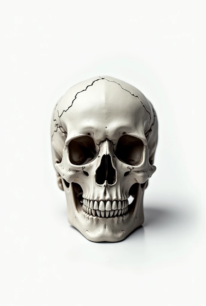 A slightly scary skull with an all white background