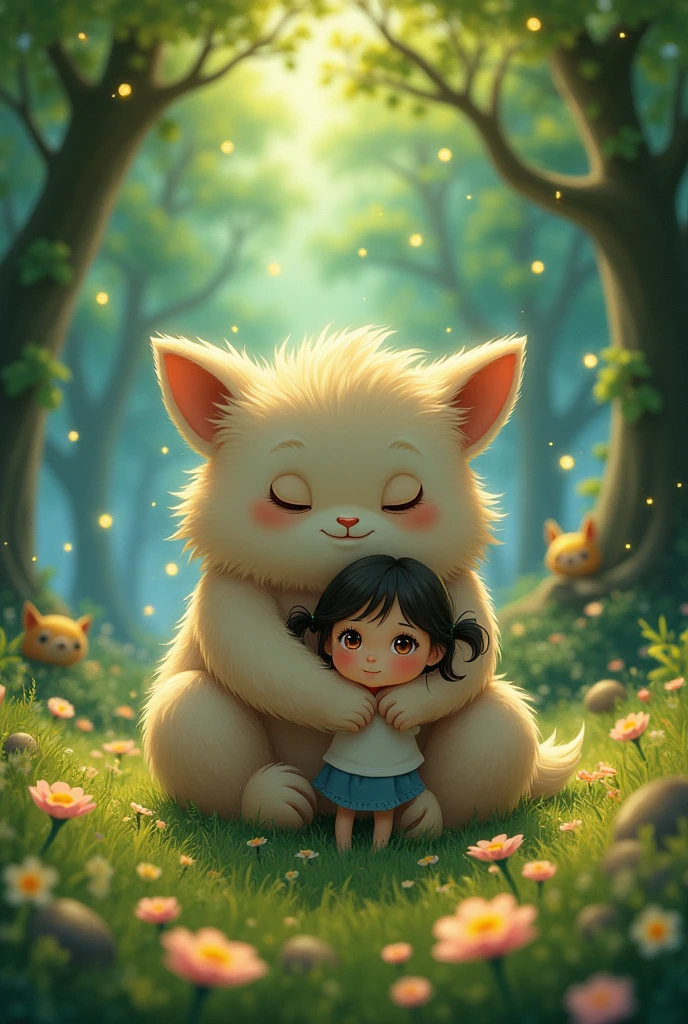 a heartwarming scene from an animated movie, studio ghibli style