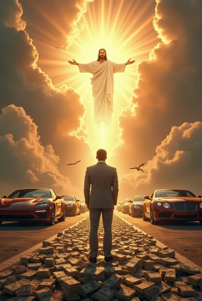 One man confused who write way one side are divil,sexy girl,money, cars.sacond side jesus and haven