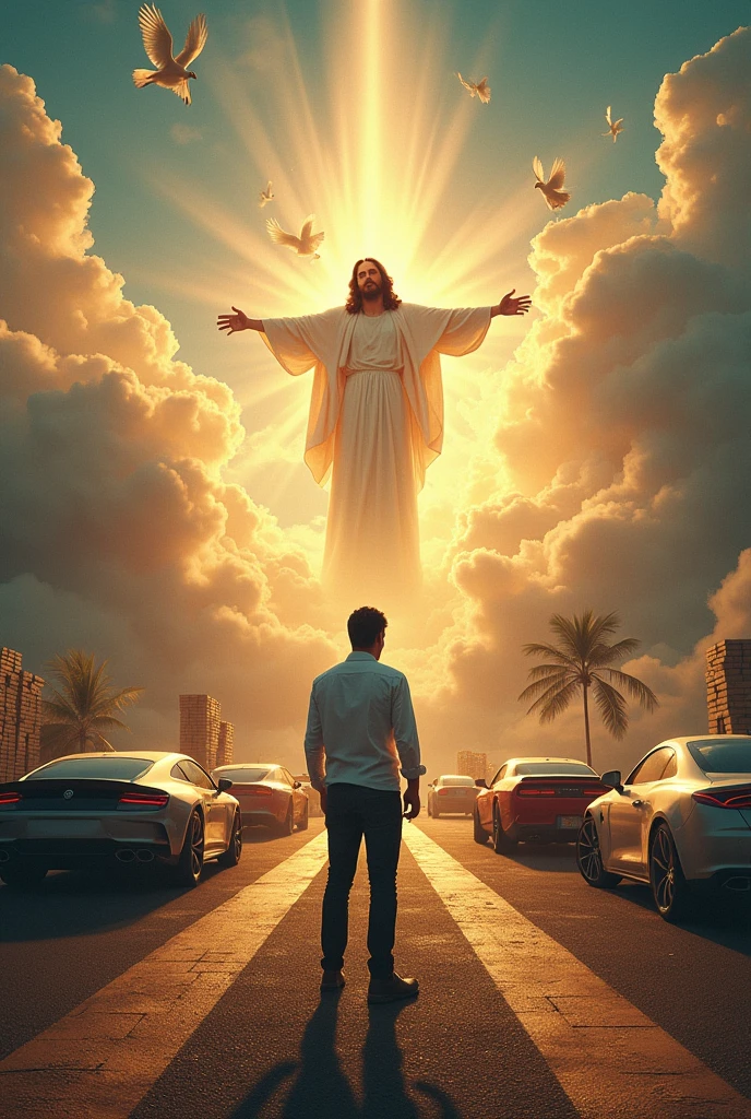 One man confused who write way one side are divil,sexy girl,money, cars.sacond side jesus and haven