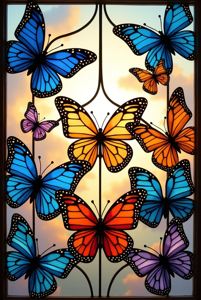 Easy geometric stained glass with a butterfly theme