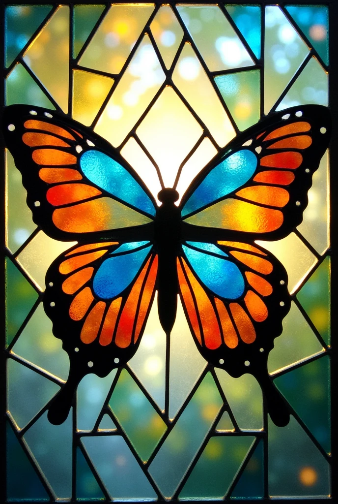 Easy geometric stained glass with a butterfly
