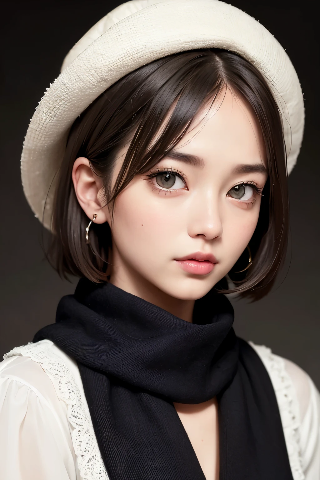 (masterpiece, Highest quality、Very attractive adult beauty、Add strong highlights to the eyes、Please look closely at the camera),One Girl, solo, Black-haired, scarf, hat,, Realisticな, Looking at the audience, Light-coloured black eyes, short hair, coat, Winter clothes, White headscarf, のlips, Lip gloss,Bans, Upper body、Big eyes、Eyelashes)、((Italian road system))、((前髪ありshort hair、Big eyes、Give students a very strong highlight、Very large breasts、Staring at the audience、Very beautiful beauty、Listen carefully、Long neck、Smile a little、Beautiful Teeth、Open your mouth and laugh))、28 years old、Very cute supermodel、(masterpiece, Highest quality、Very attractive adult beauty、Add strong highlights to the eyes、Look closely at the camera),one person's, alone, Black-haired, scarf, Have,, Realistic, Looking at the audience, Light-coloured black eyes, short hair, coat, Winter clothes, White headscarf, lips, Lip gloss,prohibit, Upper Body、Big eyes、eyelash)、((Italian road system))、((前髪ありshort hair、Big eyes、Give students a very strong highlight、Very large breasts、Gazing at the audience、Very beautiful beauty、Listen carefully、Long neck、Laugh a little、Beautiful Teeth、Laughing with your mouth open))、28 years old、Very cute supermodel