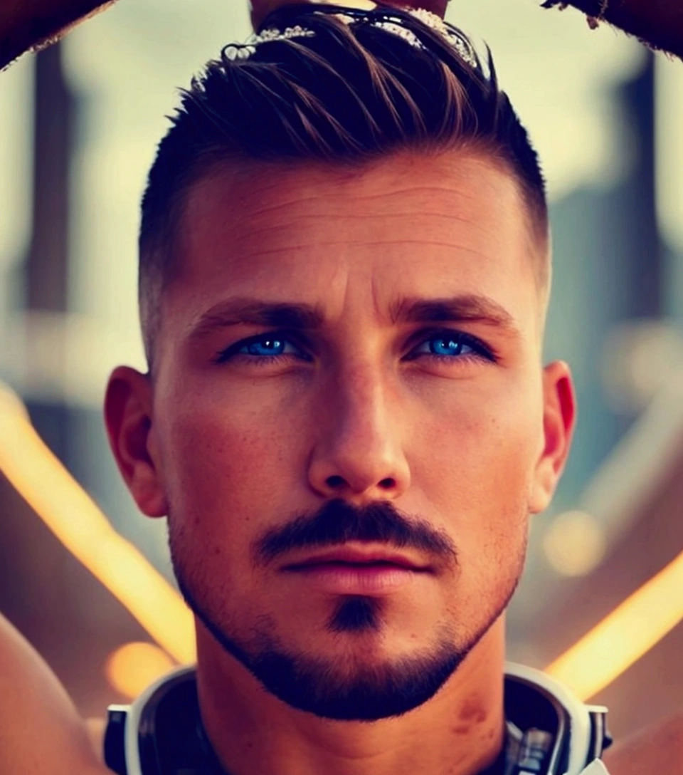 Keep facial features, stunning detail, Realistic skin, brilliant blue eyes