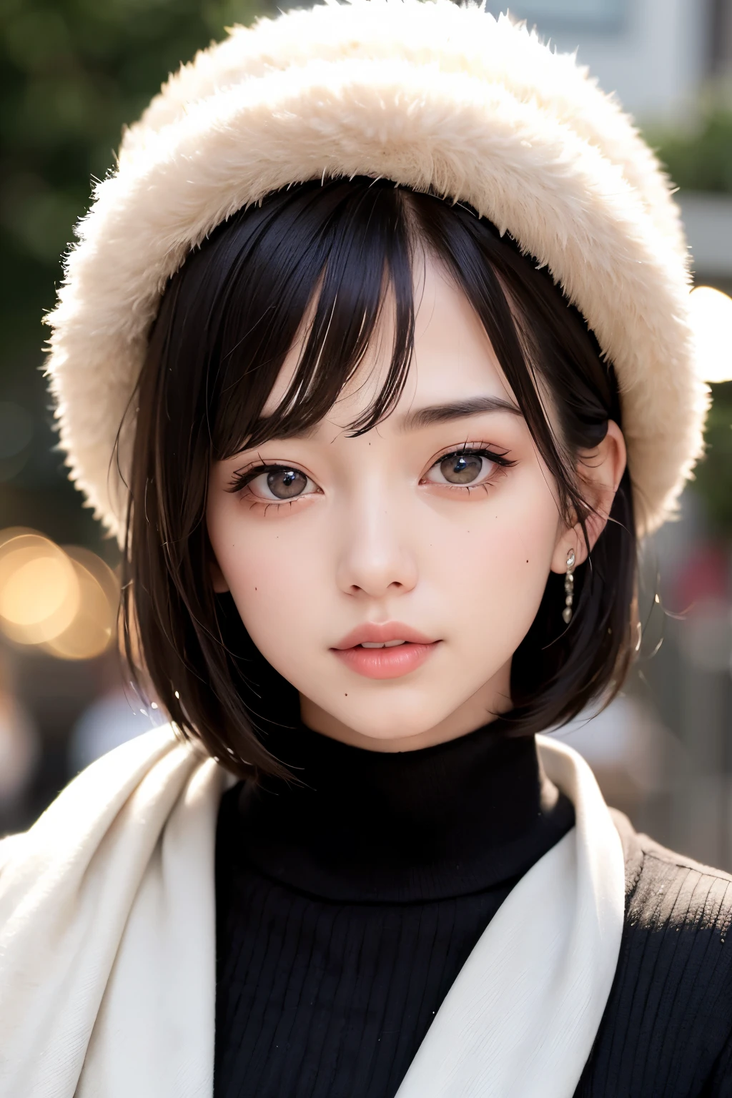 (masterpiece, Highest quality、Very attractive adult beauty、Add strong highlights to the eyes、Please look closely at the camera),One Girl, solo, Black-haired, scarf, hat,, Realisticな, Looking at the audience, Light-coloured black eyes, short hair, coat, Winter clothes, White headscarf, のlips, Lip gloss，Bans, Upper body、Big eyes、Eyelashes)、((Italian road system))、((前髪ありshort hair、Big eyes、Give students a very strong highlight、Very large breasts、Staring at the audience、Very beautiful beauty、Listen carefully、Long neck、Smile a little、Beautiful Teeth、Open your mouth and laugh))、28 years old、Very cute supermodel、(masterpiece, Highest quality、Very attractive adult beauty、Add strong highlights to the eyes、Look closely at the camera),one person&#39;s, alone, Black-haired, scarf, Have,, Realistic, Looking at the audience, Light-coloured black eyes, short hair, coat, Winter clothes, White headscarf, lips, Lip gloss，prohibit, Upper Body、Big eyes、eyelash)、((Italian road system))、((前髪ありshort hair、Big eyes、Give students a very strong highlight、Very large breasts、Gazing at the audience、Very beautiful beauty、Listen carefully、Long neck、Laugh a little、Beautiful Teeth、Laughing with your mouth open))、28 years old、Very cute supermodel