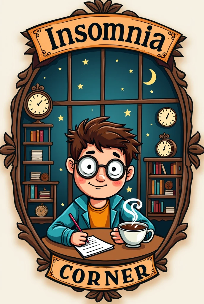  You can create a logo emblem for a coffee shop called "The Insomnia Corner". 