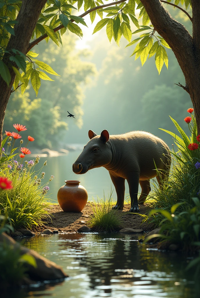 tapir (animal from Tucumán) drinking mate