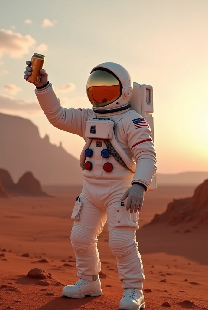 Astronaut drinking beer on Mars

