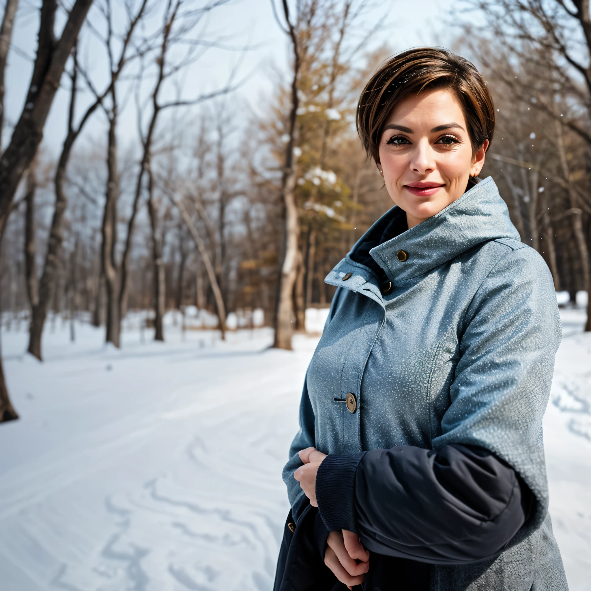 A woman in a winter landscape