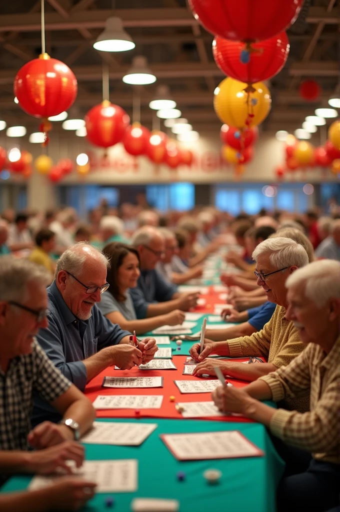 Make an image of people playing bingo 